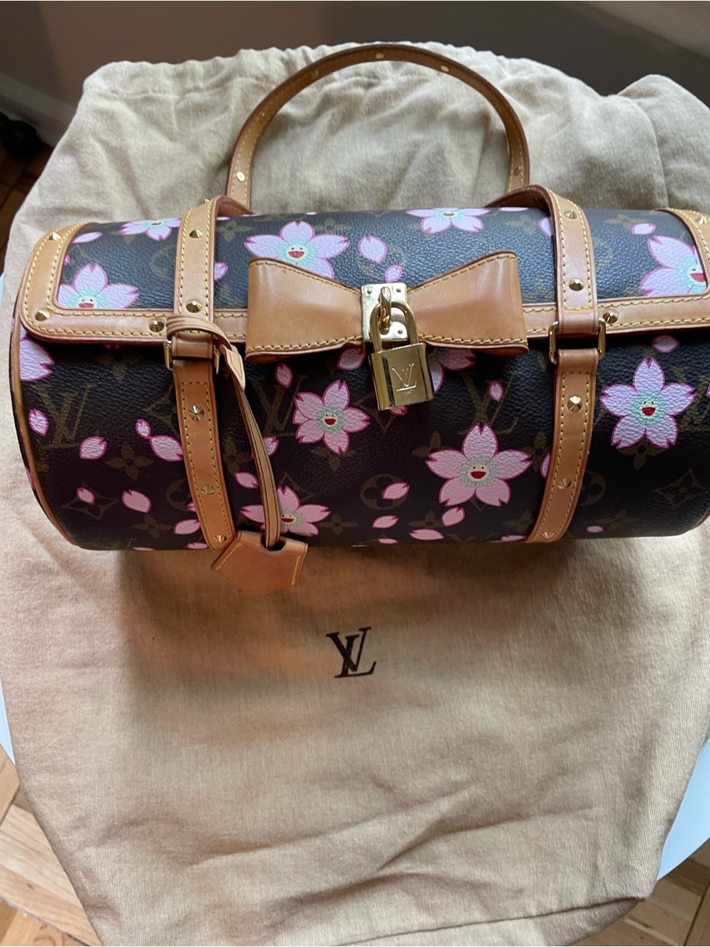 Louis Vuitton Murakami Monogram Mini Papillon with Pink Cherry Blossom Print - Picture 2 of 12